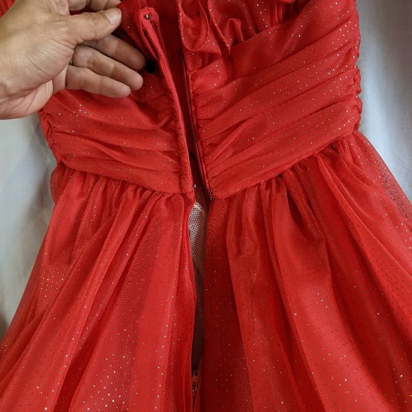 Red Strapless sparkle Prom Dress by Mike Benet Formals small Vintage! EUC! - Picture 9 of 17
